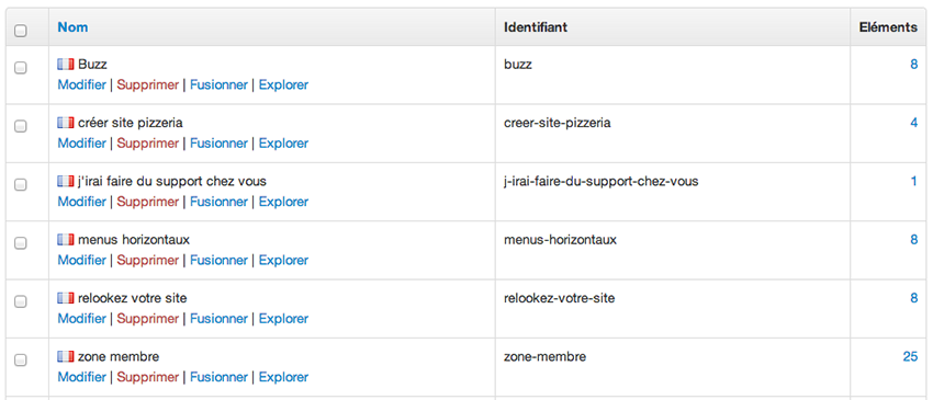 liste tags